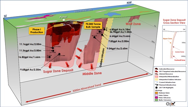 Harte Gold Longitudinal Section Sugar Zone Middle Zone and Wolf Zone