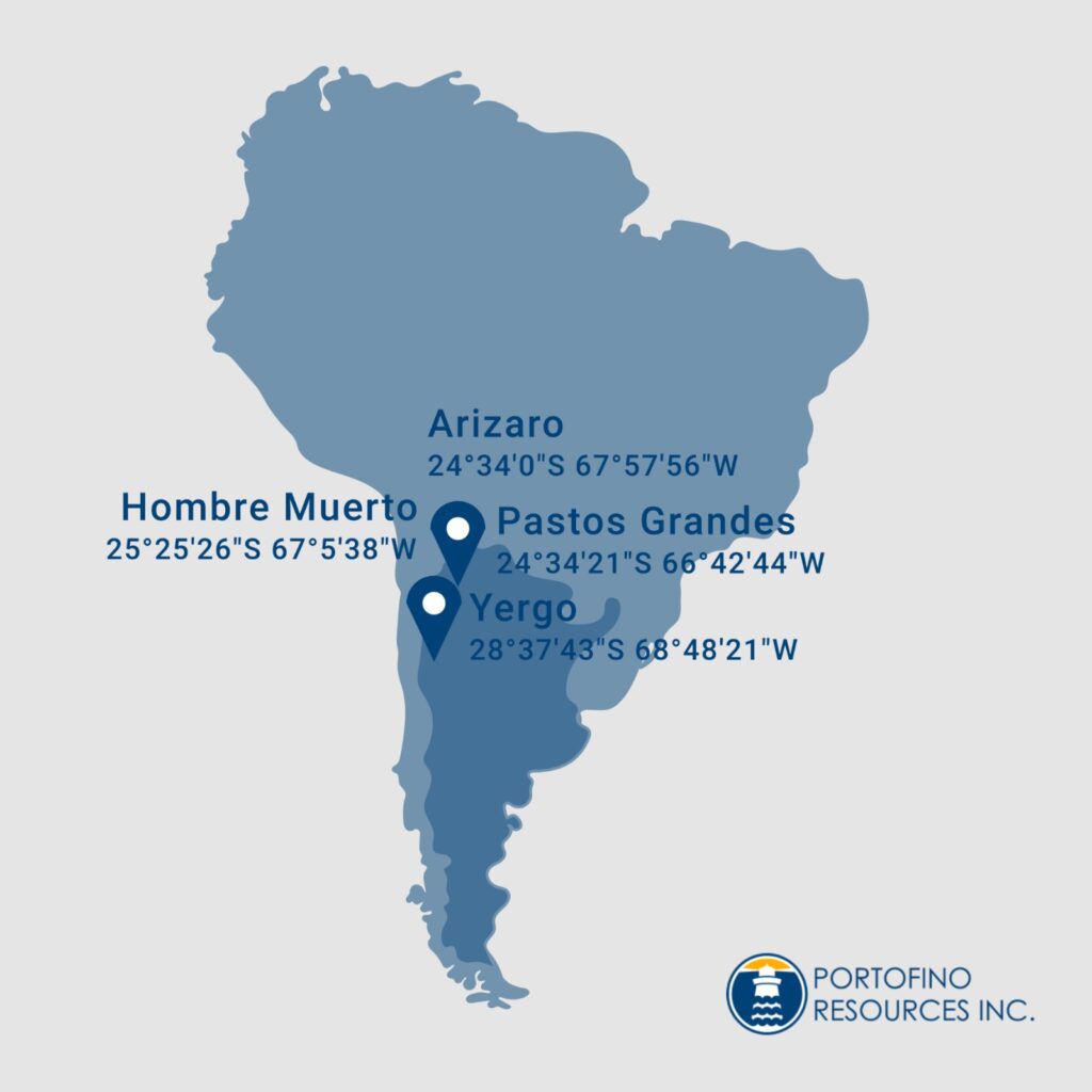 Portofino Resources Inc. - Karte Standorte