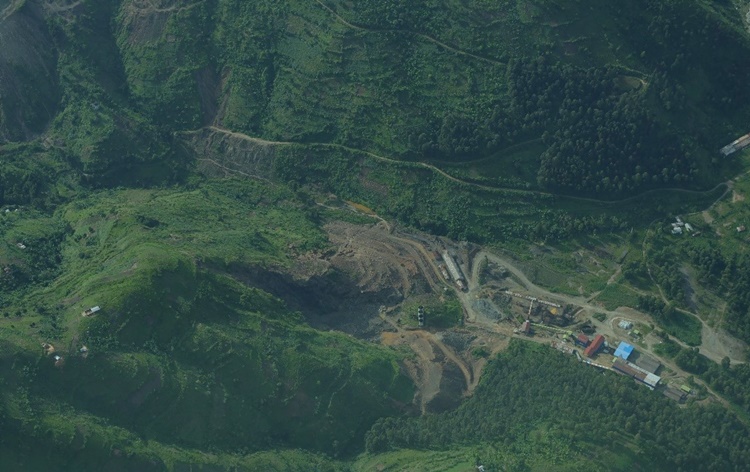 M2 Cobalt Luftaufnahme der Geologie der Kilembe Region