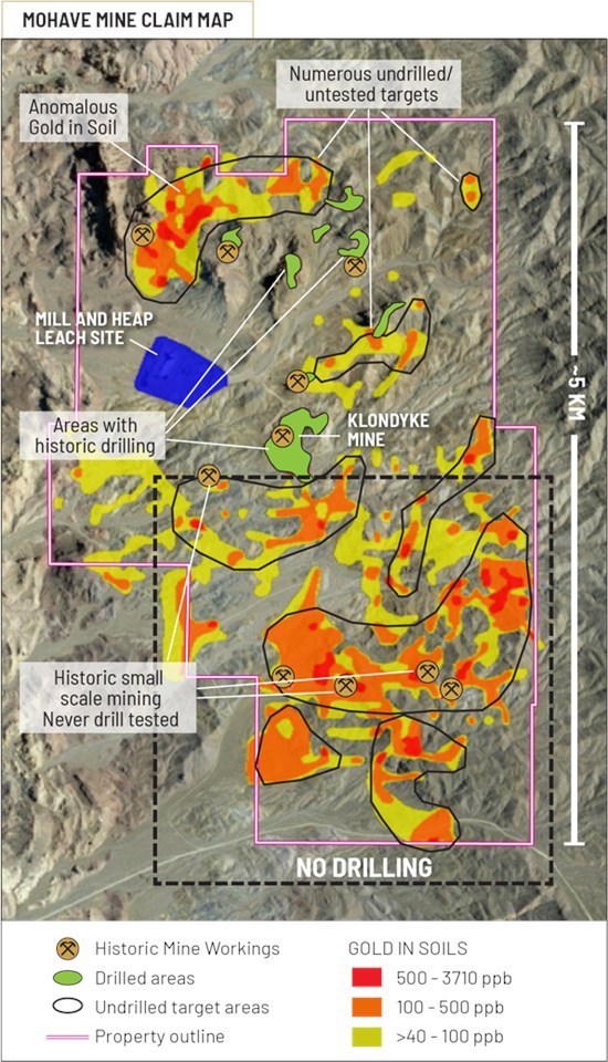 MT Mohave Mine Gold Project Claim Map Soil Geochemistry