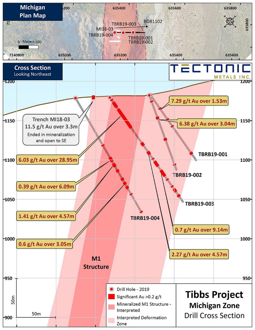 Tectonic Querschnitt durch die erfolgreiche Bohrung TBRR19 003