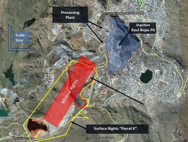 CDR Luftaufnahme zeigt die gewaltigen Dimensionen des historischen Tagebaus auf Cerro de Pasco sowie der nahe gelegenen Halden