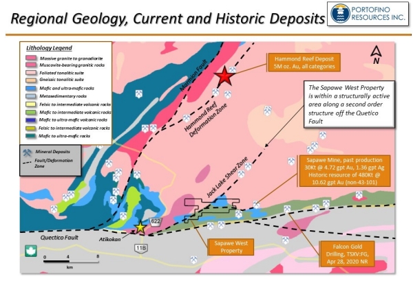 Allgemeine Lage und Geologie des Konzessionsgebiets Sapawe West Portofino Resources
