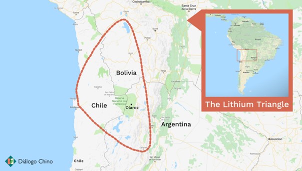 POR Lage des so genannten Lithiumdreiecks zwischen Argentinien Chile und Bolivien