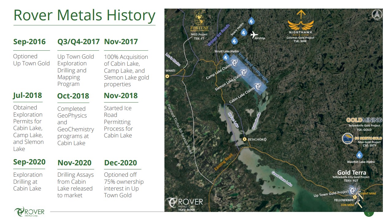 Rover Lageplan von Cabin Lake mit den Nachbarn Fortune Minerals