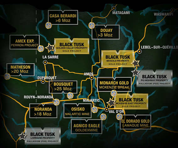 TUSK Die Projekte von Black Tusk liegen im Val dOr