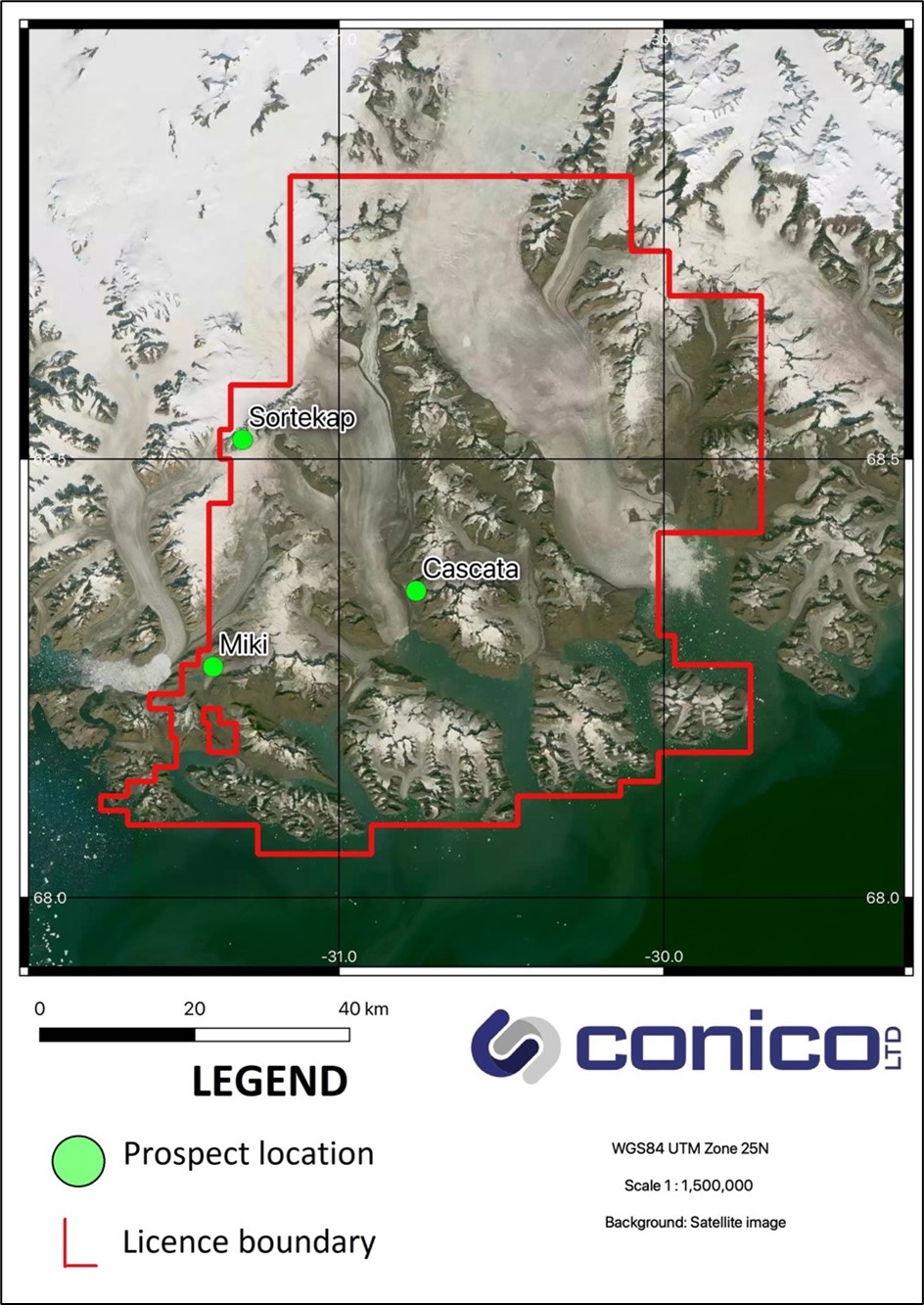 Conico Standortkarte für das Projekt Ryberg und die darin befindlichen Schürfstellen