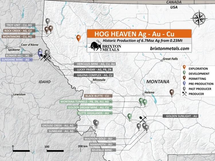 Brixton Metals Location map of the Hog Heaven project