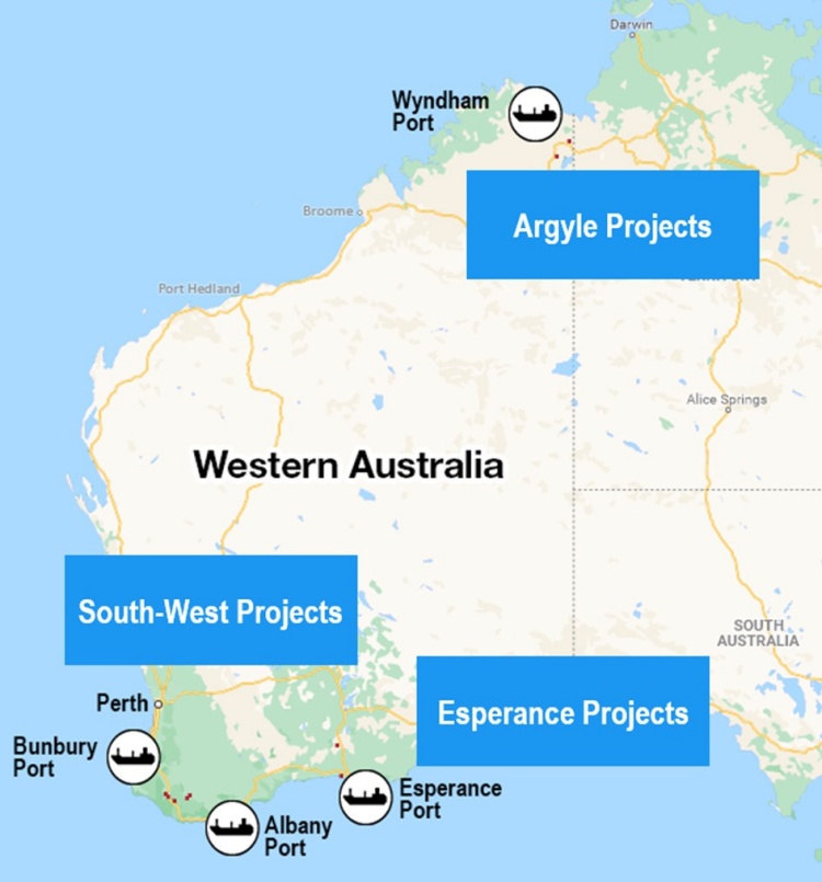Allup Silica Abbildung 2 Allup hat sich bisher 12 Konzessionen in drei Regionen Westaustraliens gesichert