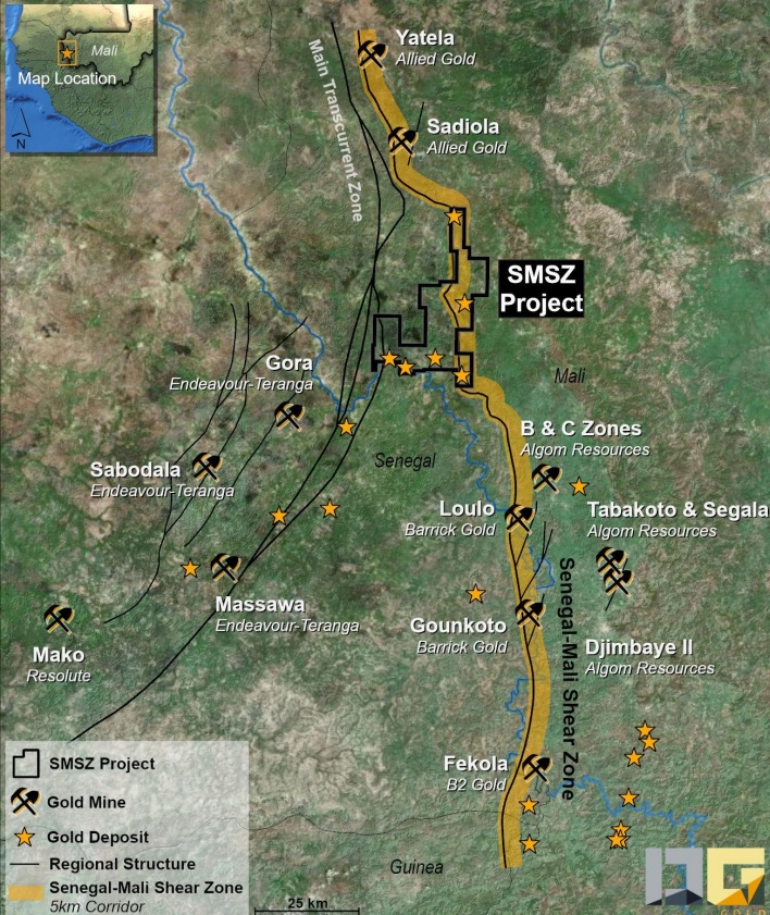 Desert Gold Ventures Senegal Mali Scherzone mit großen Goldminen