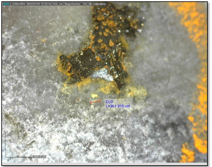Visible gold at 417 25 m depth in Drill Hole DDRCCC 22 39