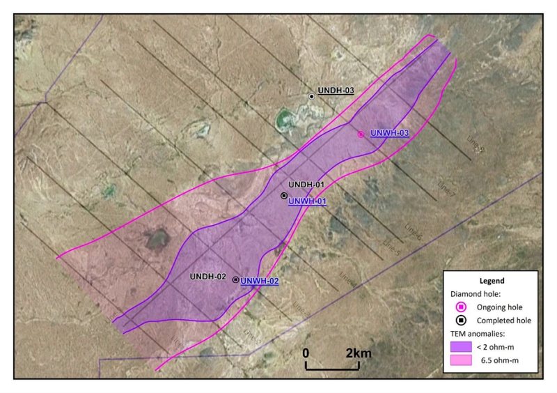 Drill location map at the Urgakh Naran Lithium Project Mongolia