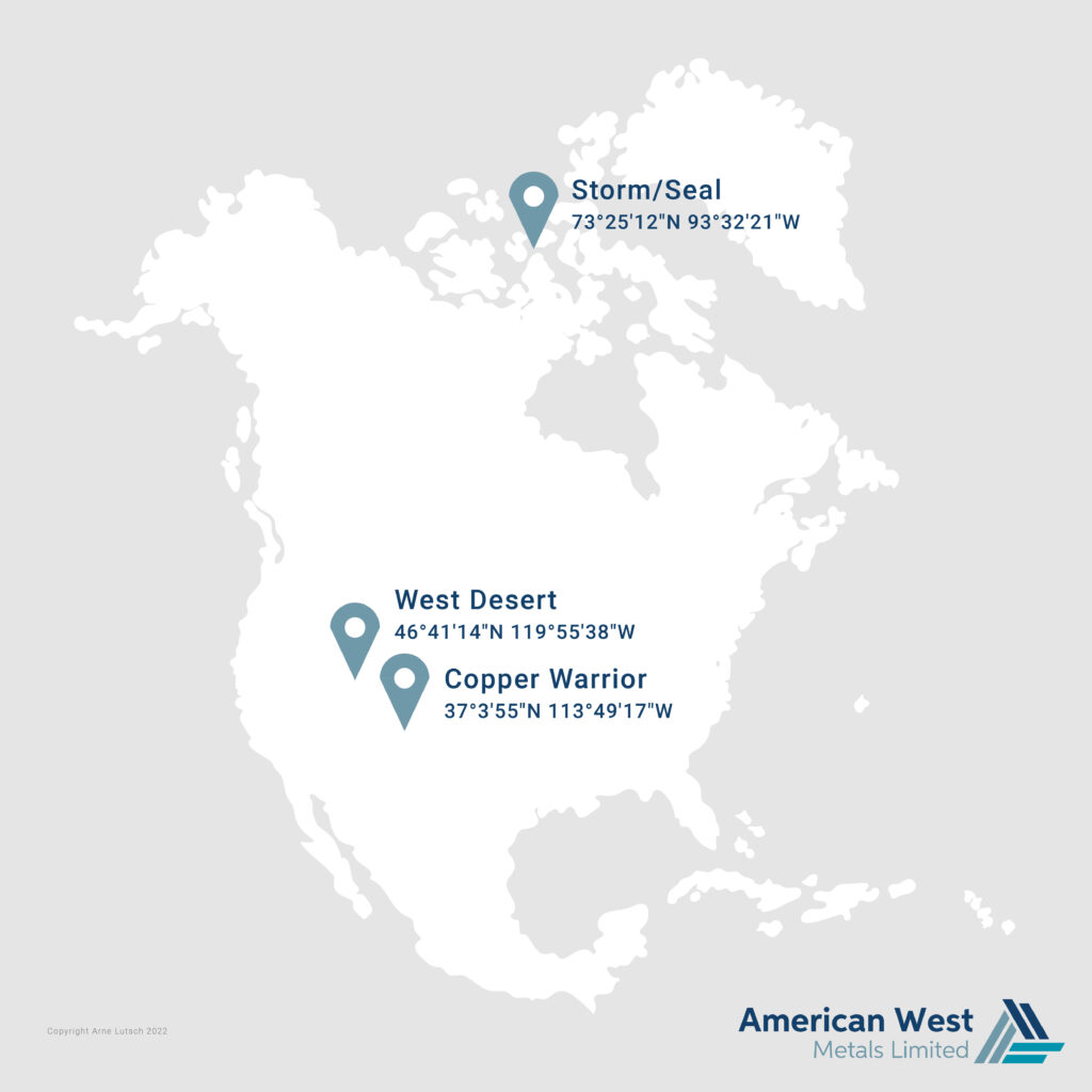 American West Metals Ltd. - Karte Standorte