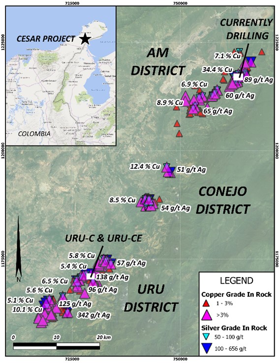 Max Resource Figure 1 drill locations of Cesars 90 km belt