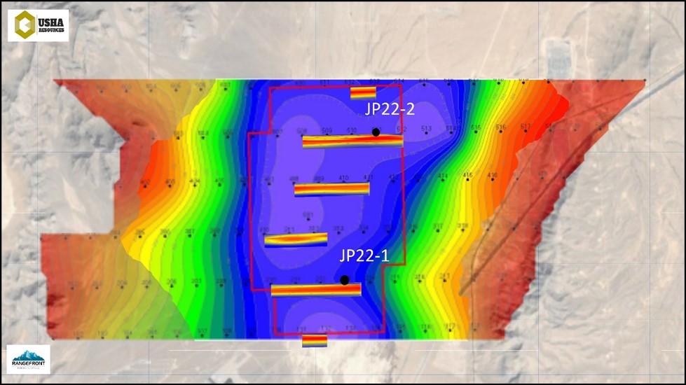 Usha Resources Abbildung 1 Draufsicht auf das Jackpot Lake Becken