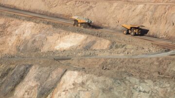 Trucks working in the Super Pit – a gold mine in Kalgoorlie, Western Australia