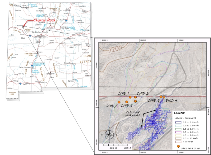 Laramide Resources Lage des Crownpoint Churchrock Uranprojekts
