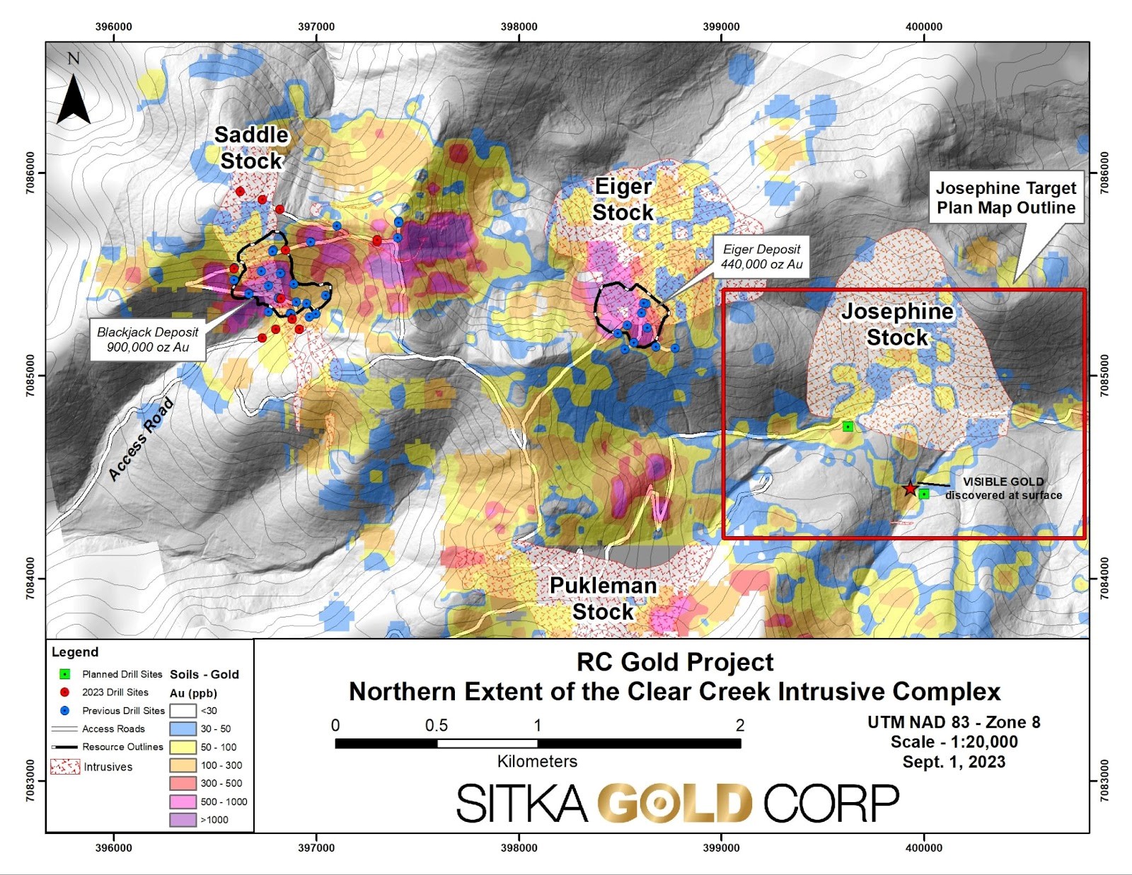 Sitka Gold wagt zwei Step-Out-Bohrungen auf neuer Josephine-Intrusion des RC Goldprojekts