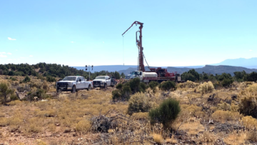 American West Metals – Reverse Circulation (RC) drilling rig underway at the Copper Warrior Project, Utah