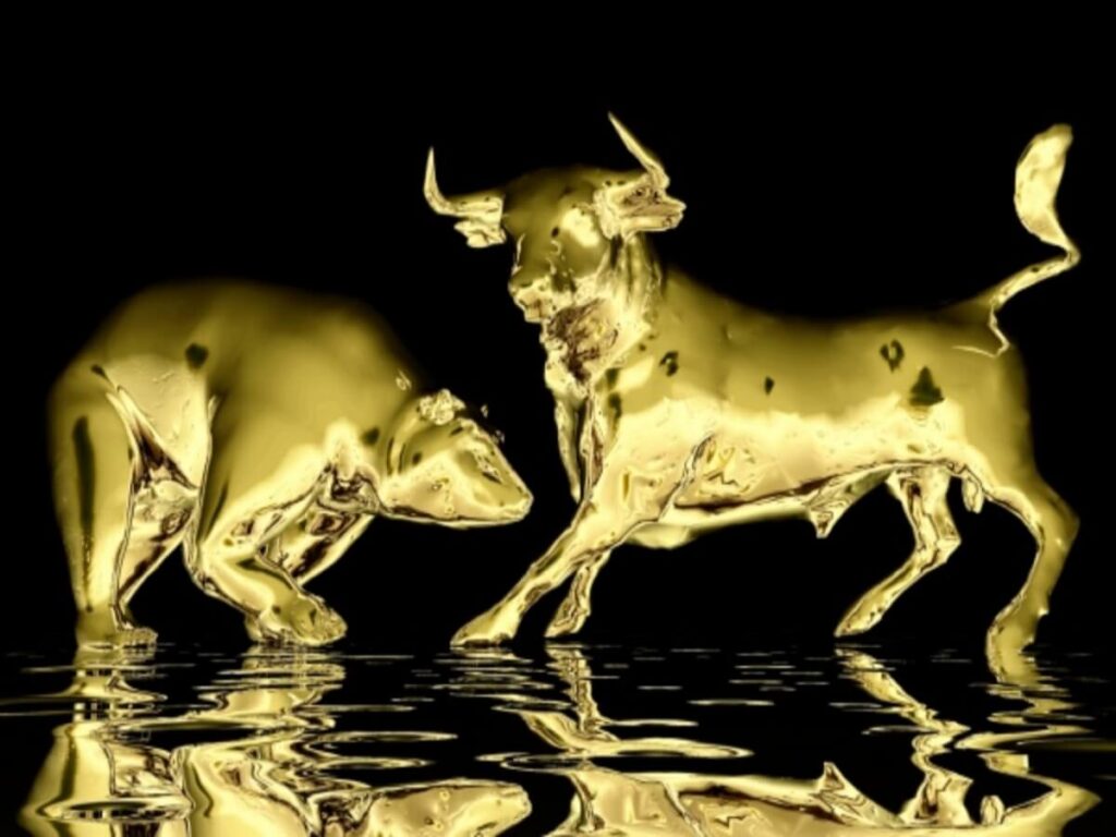 Bulle & Bär Gold schwarzer Hintergrund