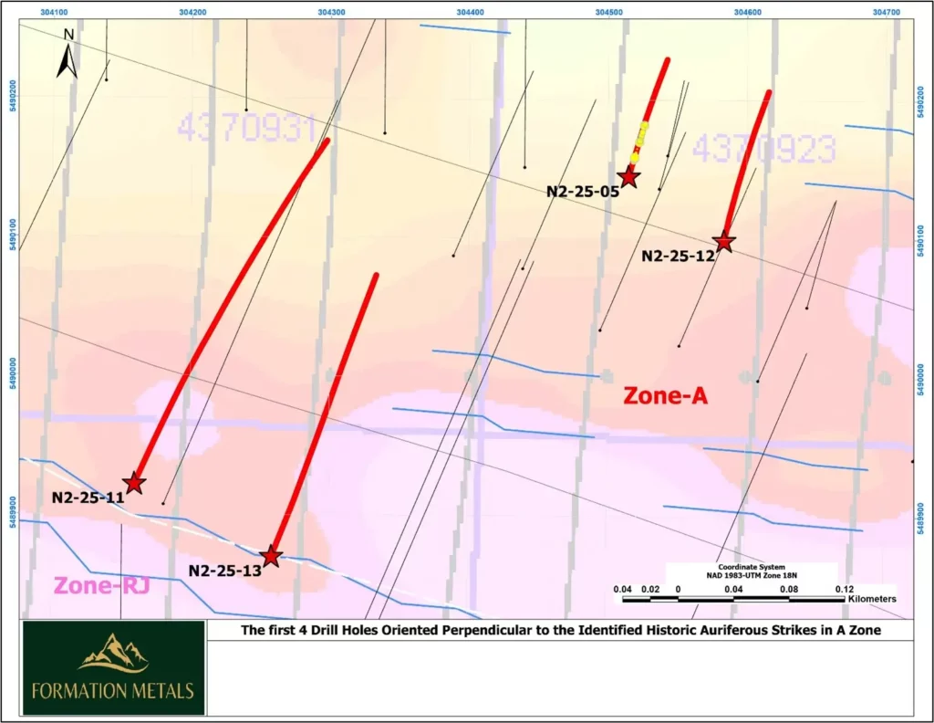 Formation Metals 2025 drillhole locations Phase 1-GOLDINVEST